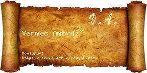 Vermes Ambró névjegykártya